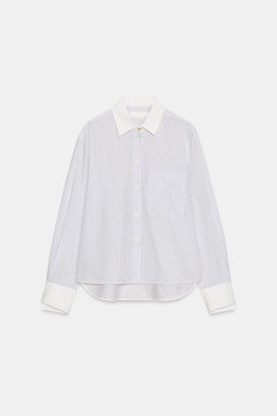 STRIPED SHIRT WITH CONTRAST COLLAR ZW COLLECTION - Zara фото 10