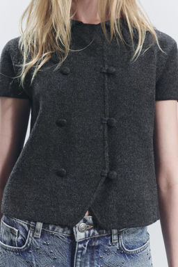 PLAIN KNIT SHORT SLEEVE JACKET - Zara фото 2