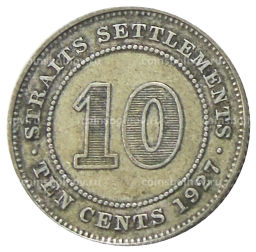 10 центов 1927 года Стрейтс Сетлментс