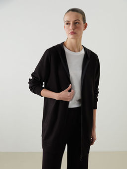 Kap??onlu Oversize Kad?n Fermuarl? Sweatshirt