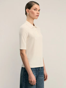 Футболка поло в рубчик / Zarina  фото 4