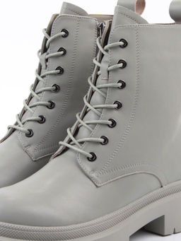 04-PAS70-3Z GRAY/GREEN Ботинки зимние женские (натуральная кожа, 100% шерсть)