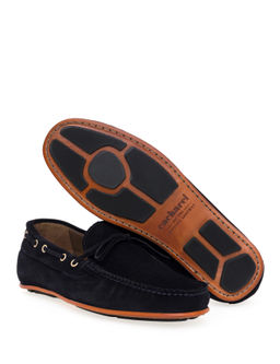 Lacivert K_sele Taban %100 Deri Loafer Ayakkab_
