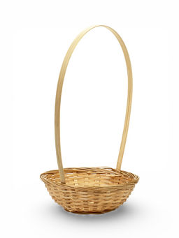 Корзина плетёная для хранения, 20×20×8 см, ручка h=21 см, бамбуковая, цвет натуральный, Greengo