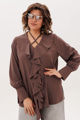 Блуза ANELLI 1679 молочный шоколад  фото 4