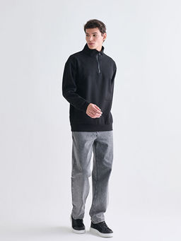 Fermuarl? Dik Yaka Erkek Sweatshirt