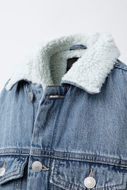 DENIM JACKET WITH FAUX SHEARLING - Zara фото 14