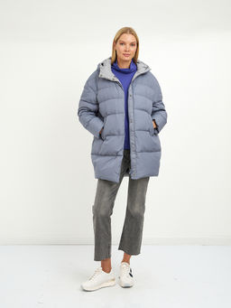 Пуховик женский с капюшоном, нап-ль:пух, перо - Glenfield фото 2