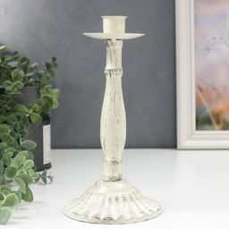 Металлический подсвечник на 1 свечу «Прованс», белый состаренный, 21×11.5×11.5 см