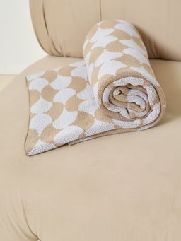 Плед вязаный жаккардовый с рисунком