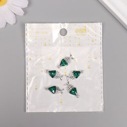 Цена за 5 шт. Декор для творчества металл Скелет рыбы, серебро, зелёный, 1.90.90.5 см - Арт узор фото 4