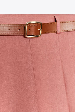 LONG BERMUDA SHORTS WITH BELT IN LINEN BLEND - Zara фото 7