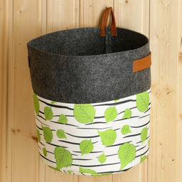 Органайзер для хранения с боковыми ручками, принт березка, серый, 28х28х26 см - Simaland фото 2