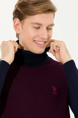 U. S. Polo Assn Мужская бордовая водолазка из трикотажного свитера - U.s. polo assn фото 2