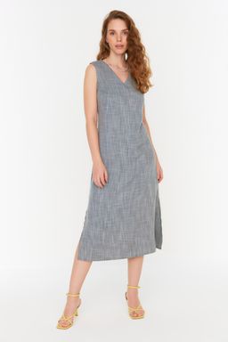 Siyah V Yaka Y?rtmac Detayl? Elbise TWOSS22EL1423 - Trendyolmilla фото 2