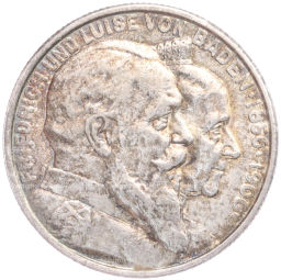 Монета 2 марки 1906 года Германия (Баден) 50 лет свадьбе Фридриха I и Луизы Прусской