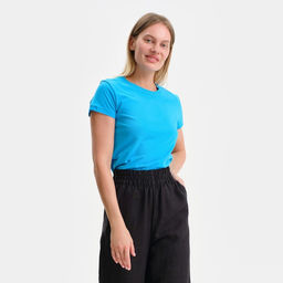 Футболка женская, светло-синий, МИКС, размер 44