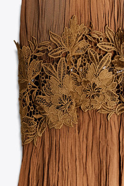 ZW COLLECTION CRINKLED EMBROIDERED DRESS - Zara фото 9