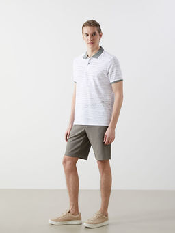 Polo Yaka K?sa Kollu Desenli Penye Erkek Ti??rt