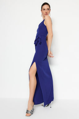 TRENDYOLMILLA Saks Detayl? Dokuma Uzun S?k Abiye Elbise TPRSS20AE0274 фото 6