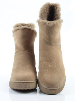 04-PAL272-5Z GREEN/SANDY Ботинки зимние женские (натуральная замша, 100% шерсть, натуральный мех)