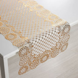 Салфетка ажурная для стола Букет, 8440 см, ПВХ, цвет золото - Simaland фото 4