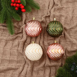 Ёлочные игрушки Ширин, шары новогодние, d=8 см, набор 4 шт., волна, МИКС - Зимнее волшебство фото 2