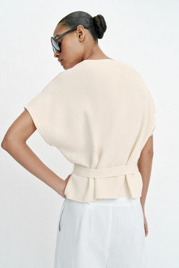 CHAQUETA PUNTO CINTUR?N / Crudo - Zara фото 5