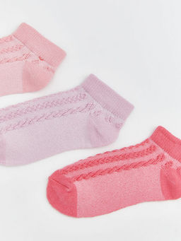 Kendinden Desenli K?z Bebek Patik ?orap 3l?