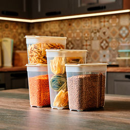 Контейнеров для сыпучих продуктов, набор 4 штуки: 1л, 1,4л 2шт, 1,8л, полипропилен, слоновая кость (Россия) - Домашняя мода фото 3