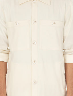 Ekru Regular Fit Keten Kar___ml_ Cepli Ceket G_mlek