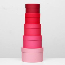 Набор круглых подарочных коробок 5 в 1 «Пантон 200», однотонный, 23×23×14 - 15×15×10 см