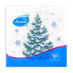 Цена за 3 шт. Салфетки новогодние бумажные Лесная красавица, 1 слой, 24?24 см, 50 шт.