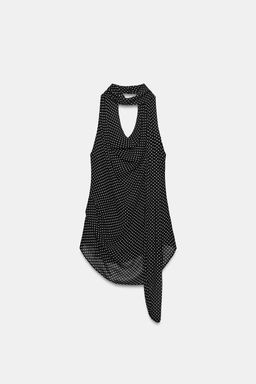 TOP HALTER LUNARES ZW COLLECTION / Negro / Blanco - Zara фото 6