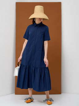 Платье хлопок OD-791-3 темно-синее OD-791-3