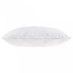 Подушка для сна 50х70см "Перышко" 2-х камерная, наполнитель исскуственный лебяжий пух высшего сорта, чехол съемный, на молнии (тик смесовый, состав 30% хлопок/70% п/э), внутренний чехол нетканное полотно (п/э100%), вес 950гр, упаковка п/э пресс, "Дом