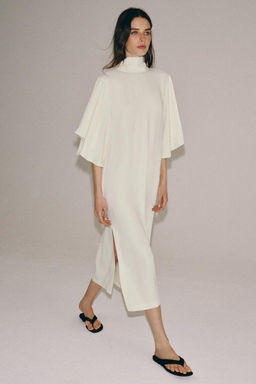 VESTIDO MIDI FLUIDO ZW COLLECTION / Beige claro - Zara фото 11
