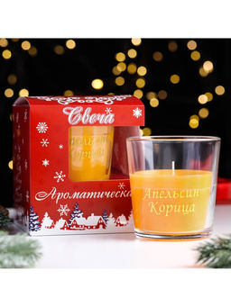 Ароматическая свеча в стакане «Апельсин и корица», 6.5×8 см, оранжевый