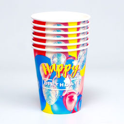 Стакан бумажный Happy birthday, набор 6 шт, 250 мл