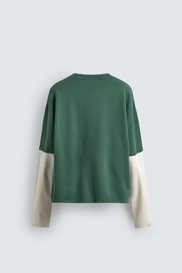 SUDADERA MANGA EFECTO DOBLE / Verde - Zara фото 9
