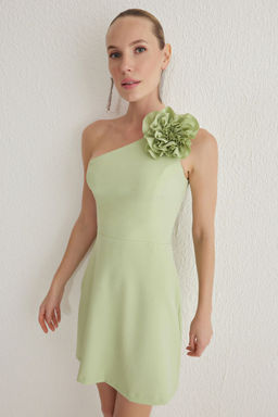 TRENDYOLMILLA Mint A-Kesim Gul Detayl? Dokuma S?k K?sa Elbise TPRSS25EL00126  фото 7