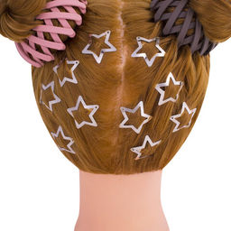 Заколки для волос НАБОР 10 шт., 3 см, клик-клак, звездочки, глянцевый, серебристый, MONTE VITA