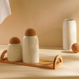 Банки для сыпучих SL Home Тренто, 450/700/900 мл, набор 3 шт., на деревянной подставке, фарфор, белые - Sima-land home фото 6