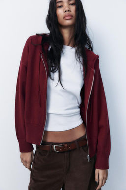 KNIT CARDIGAN WITH HOOD - Zara фото 12