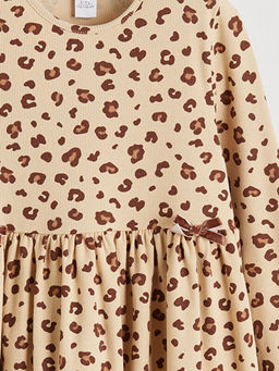 Bisiklet Yaka ?i?ekli K?z ?ocuk Elbise