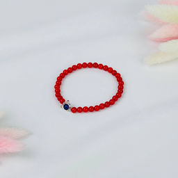 Браслет детский из Коралла и Лазурита со вставкой 17 см