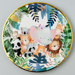 Тарелки бумажные Зверята с тиснением, 6 шт
