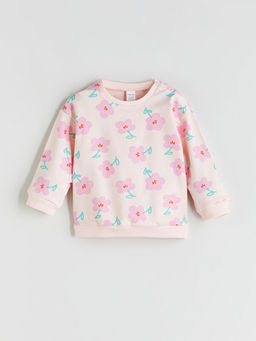 Bisiklet Yaka Bask?l? K?z Bebek Sweatshirt ve Tayt 2li