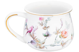 Кружка 250 мл 11,5*8,5*7 см "Певчие птички" бочонок, NEW BONE CHINA