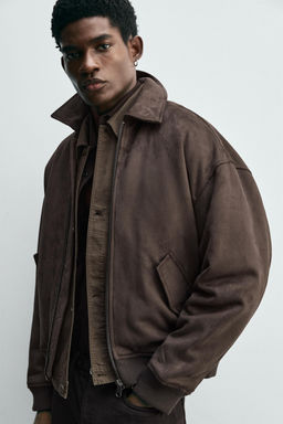 FAUX SUEDE QUILTED JACKET - Zara фото 6